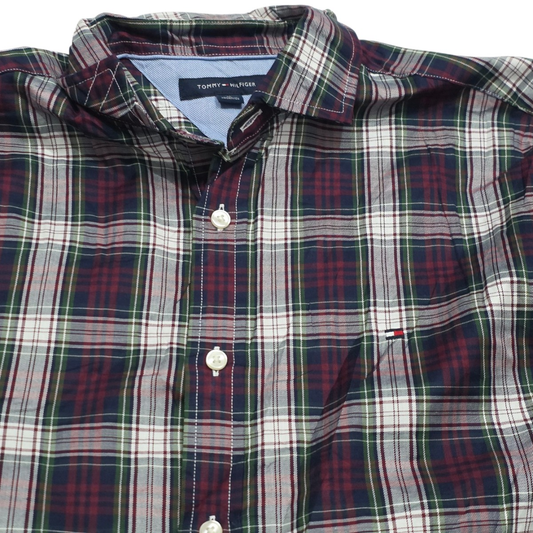 Camisa Tommy Hilfiger Mediana M Cuadro Verde Y Rojo (Usado)