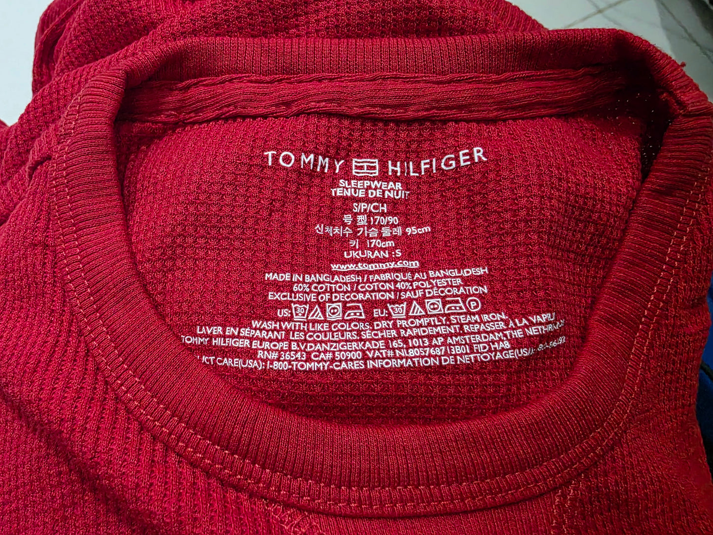 Playera Tommy Hilfiger Chico S Rojo Manga Larga (Usado)