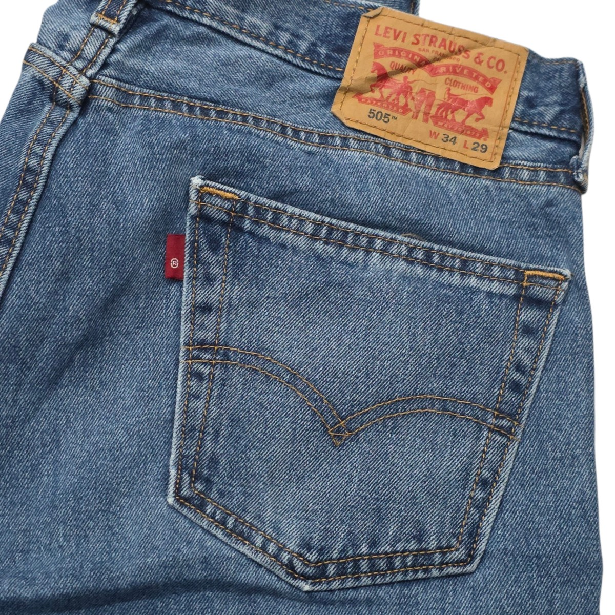 Pantalon Levis 505 34x29 Azul Marino Recto (Usado)