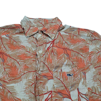 Camisa Vineyard Vines Xchico Xs Naranja Hojas Manga Corta (Usado)