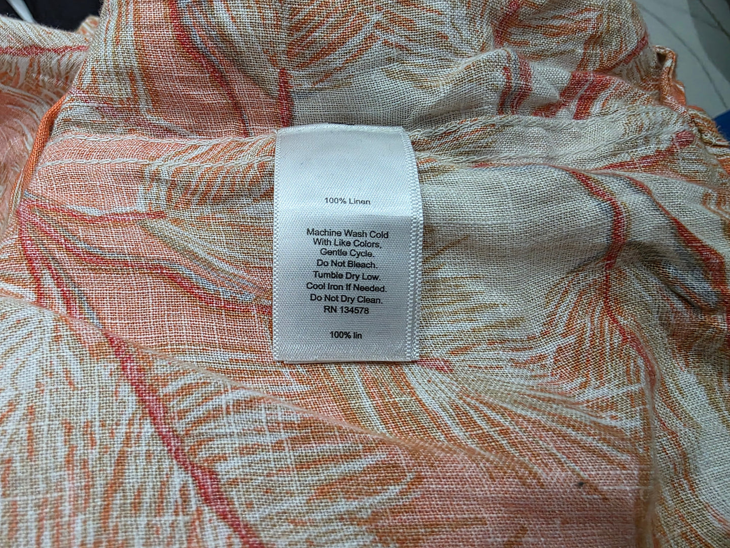 Camisa Vineyard Vines Xchico Xs Naranja Hojas Manga Corta (Usado)