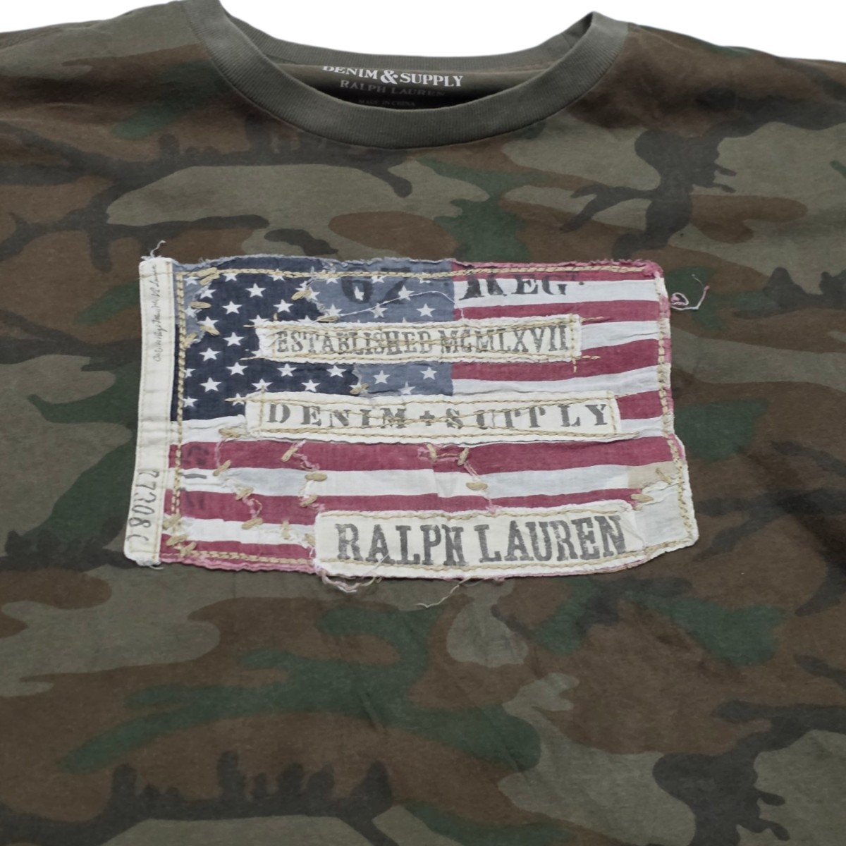 Playera Ralph Lauren Chico S Verde Camoflaje (Usado)