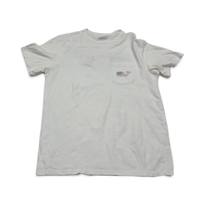 Playera Vineyard Vines Chico S Blanco Ballena Bandera (Usado)