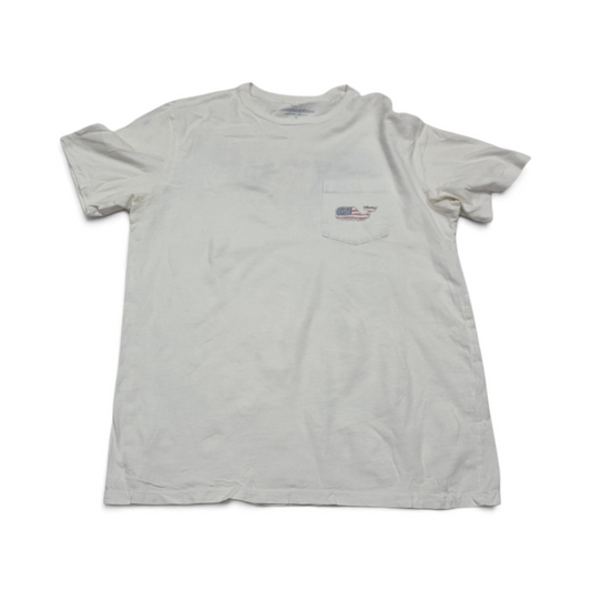 Playera Vineyard Vines Chico S Blanco Ballena Bandera (Usado)