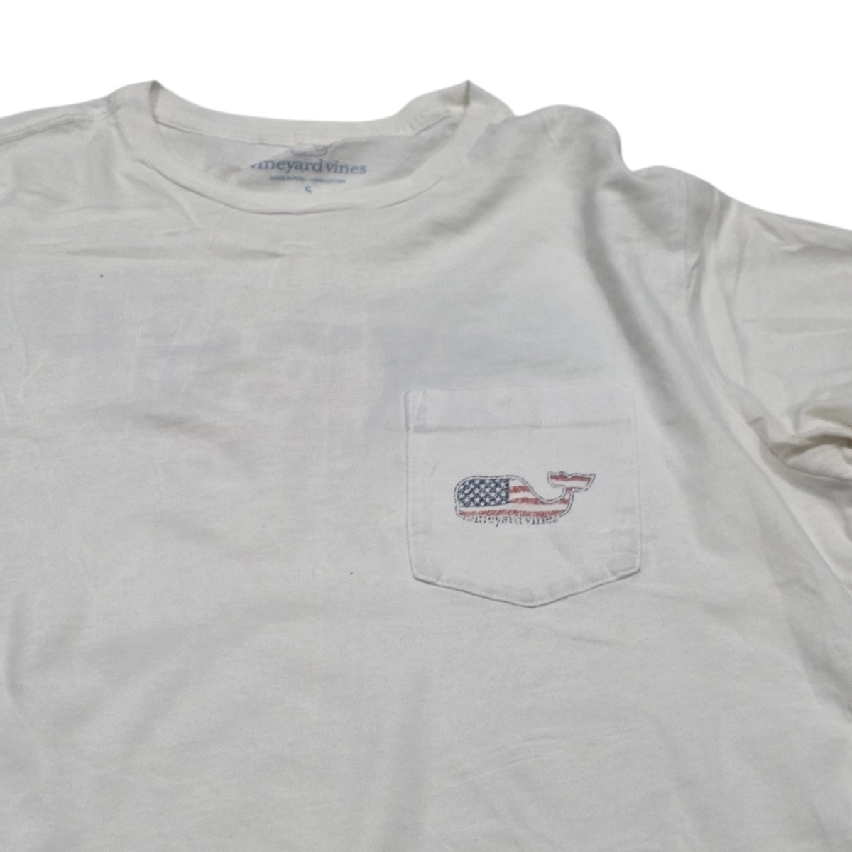 Playera Vineyard Vines Chico S Blanco Ballena Bandera (Usado)