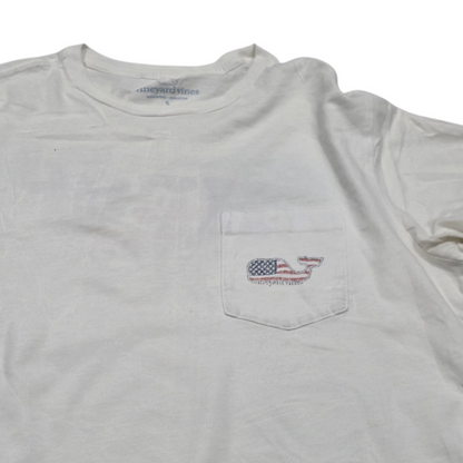 Playera Vineyard Vines Chico S Blanco Ballena Bandera (Usado)