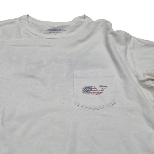 Playera Vineyard Vines Chico S Blanco Ballena Bandera (Usado)