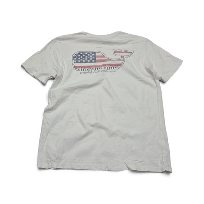 Playera Vineyard Vines Chico S Blanco Ballena Bandera (Usado)