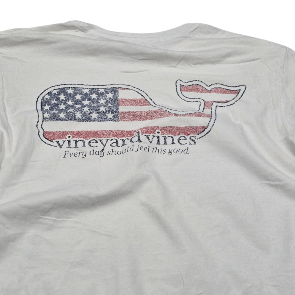 Playera Vineyard Vines Chico S Blanco Ballena Bandera (Usado)