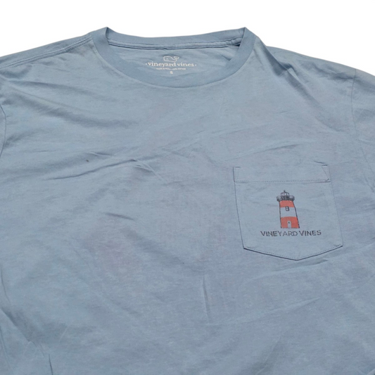 Playera Vineyard Vines Chico S Azul Claro Faro Manga Larga (Usado)