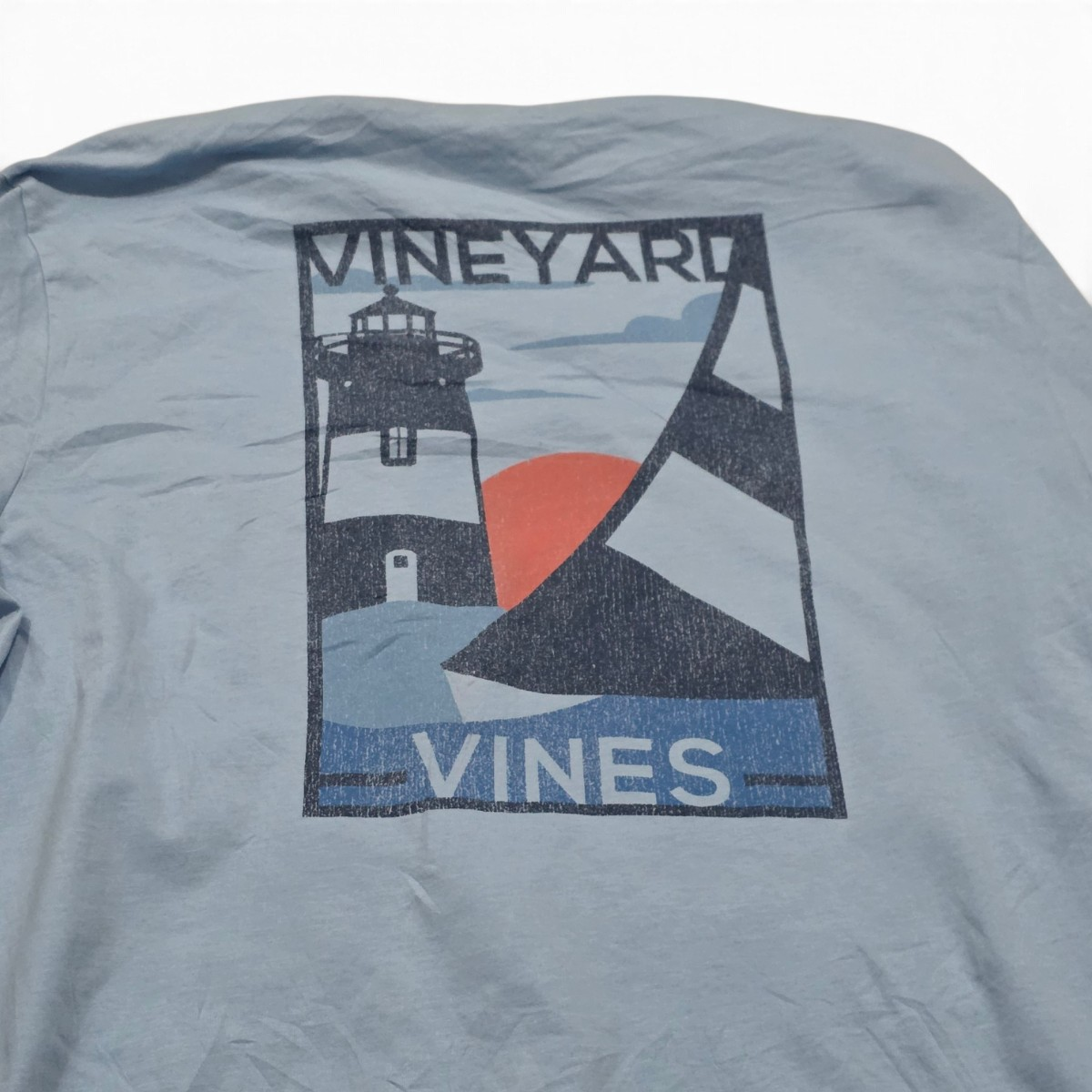 Playera Vineyard Vines Chico S Azul Claro Faro Manga Larga (Usado)