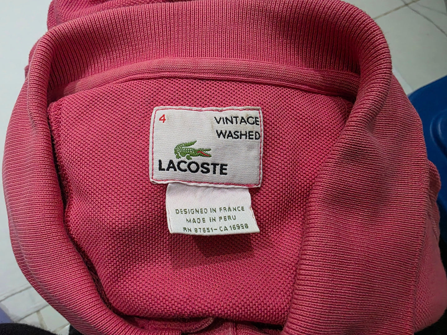 Playera Lacoste Vintage Washe Medianam Fr 4 Rosa Deslavado (Usado)