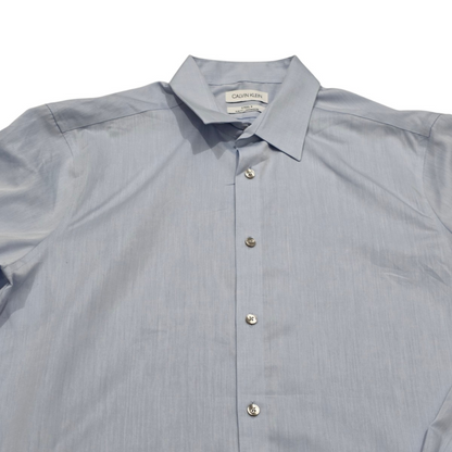 Camisa Calvin Klein Grande L Azul 16 32-33 Slimfit Steel