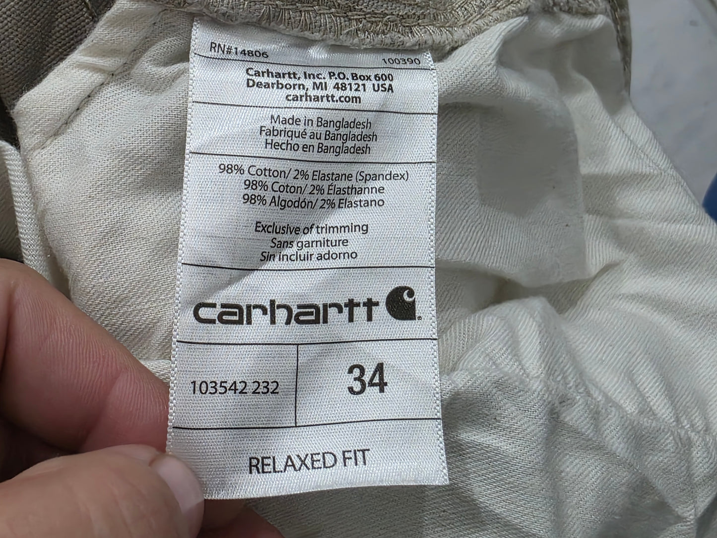 Bermuda Carhartt Talla 34 Caqui (Usado)