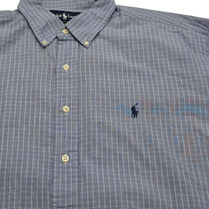 Camisa Ralph Lauren Yarmouth Grande L 16 1/ 36-37 Cuadro Azu (Usado)