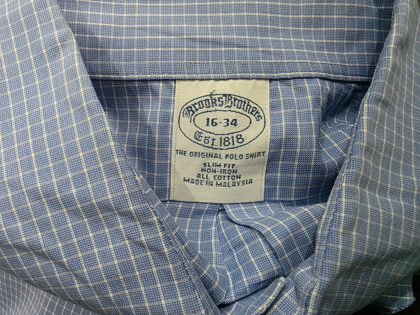 Camisa Brooks Brothers Grande L Cuadro Azul (Usado)