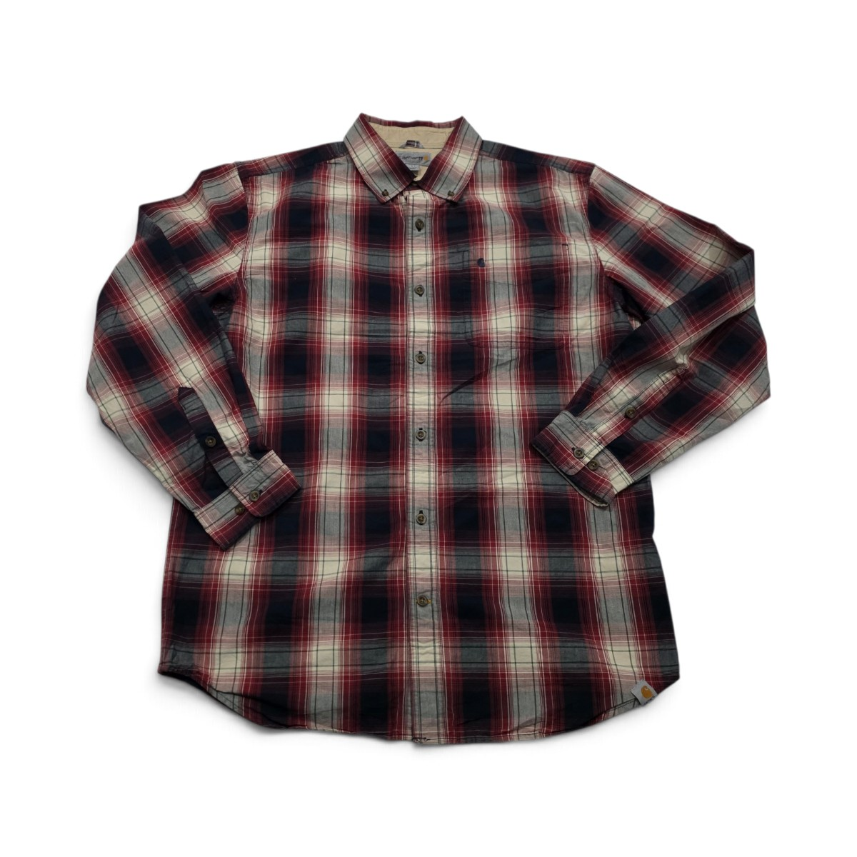 Camisa Carhartt Grande L Cuado Negro Y Rojo (Usado)