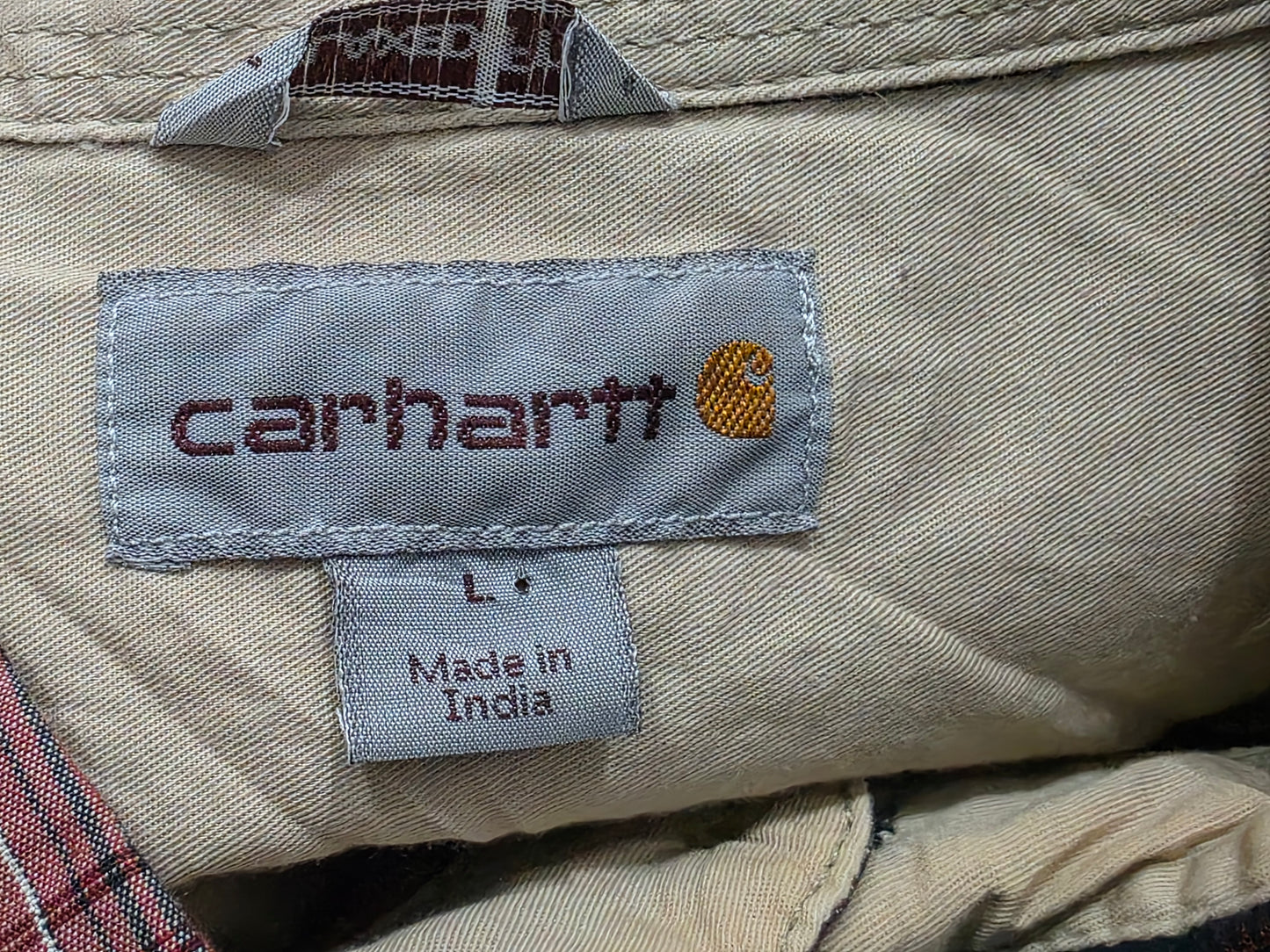 Camisa Carhartt Grande L Cuado Negro Y Rojo (Usado)
