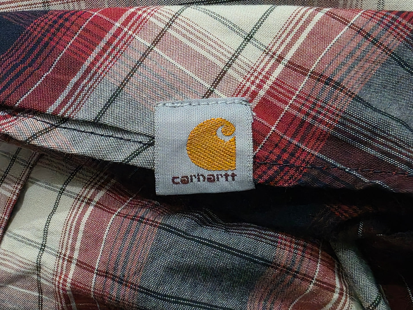 Camisa Carhartt Grande L Cuado Negro Y Rojo (Usado)