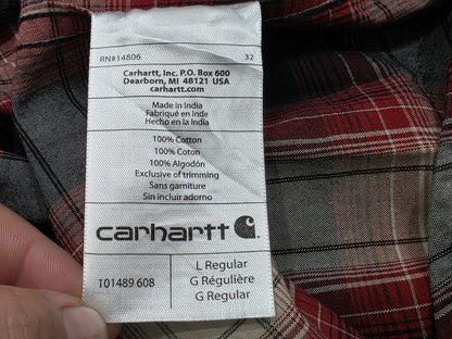 Camisa Carhartt Grande L Cuado Negro Y Rojo (Usado)