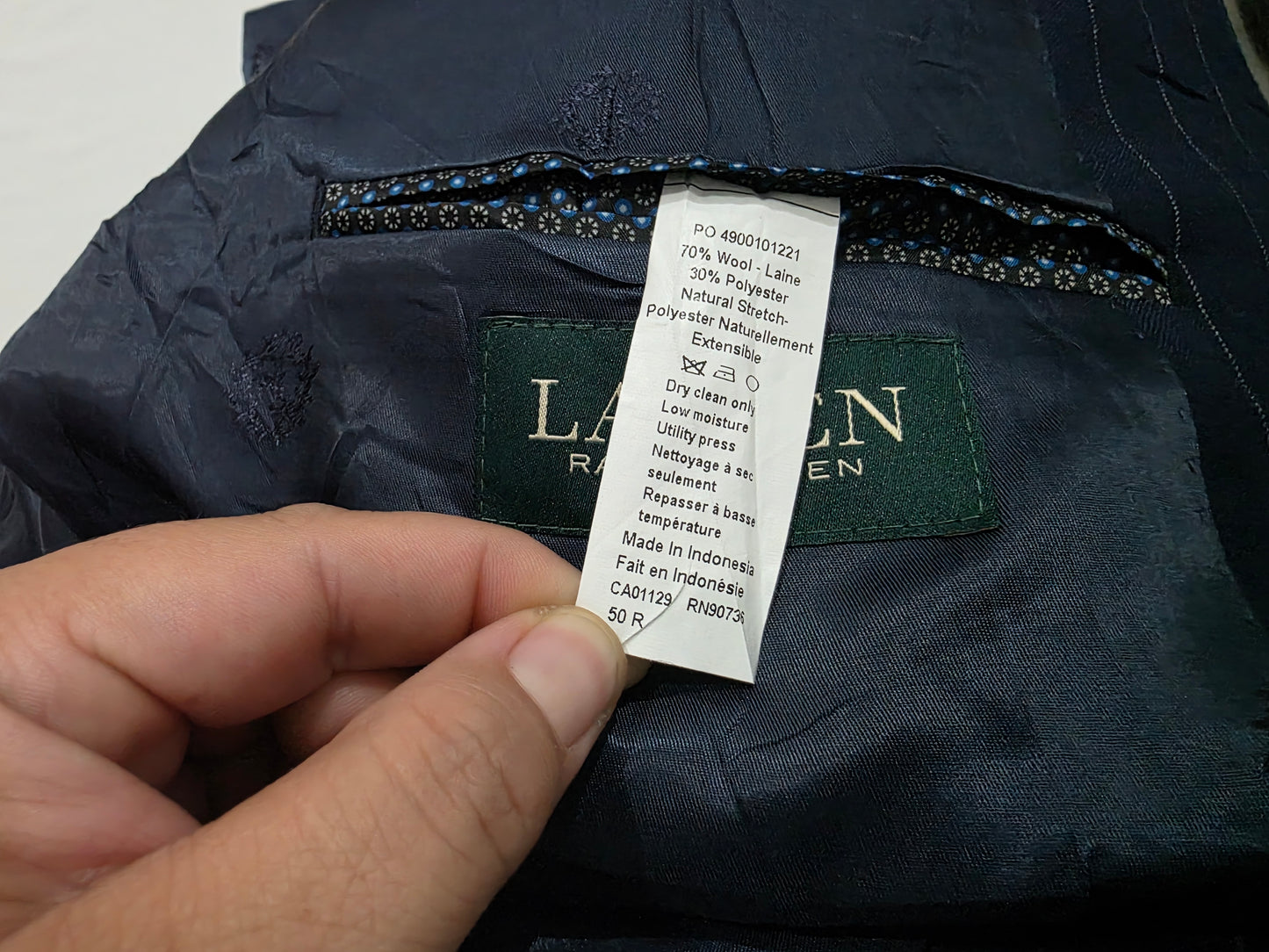 Saco Ralph Lauren Talla 50r Azul Lineas (Usado)