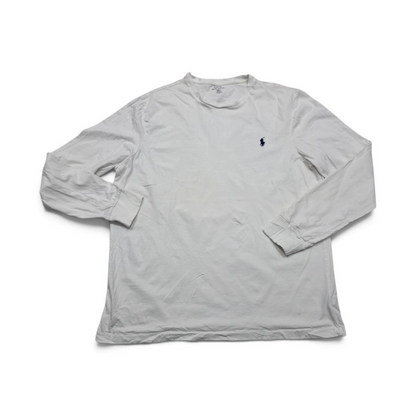 Playera Ralph Lauren Xgrande Xl Blanco Manga Larga Pony Azul (Usado)