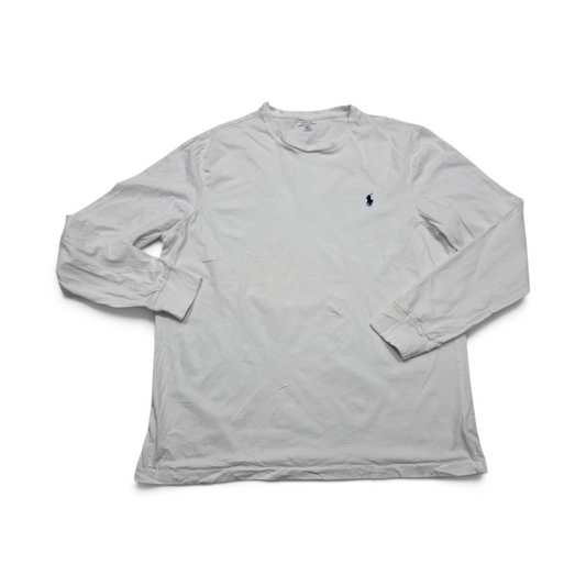 Playera Ralph Lauren Xgrande Xl Blanco Manga Larga Pony Azul (Usado)