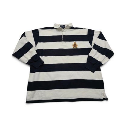 Playera Ralph Lauren Xgrande Xl Blanco Y Azul Lineas Escudo (Usado)
