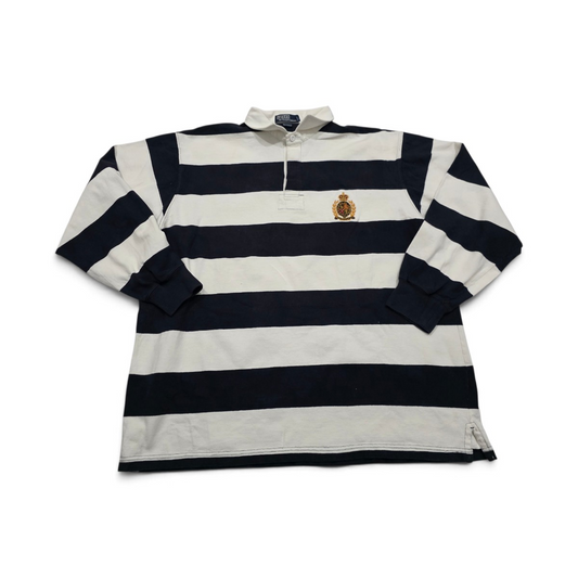 Playera Ralph Lauren Xgrande Xl Blanco Y Azul Lineas Escudo (Usado)