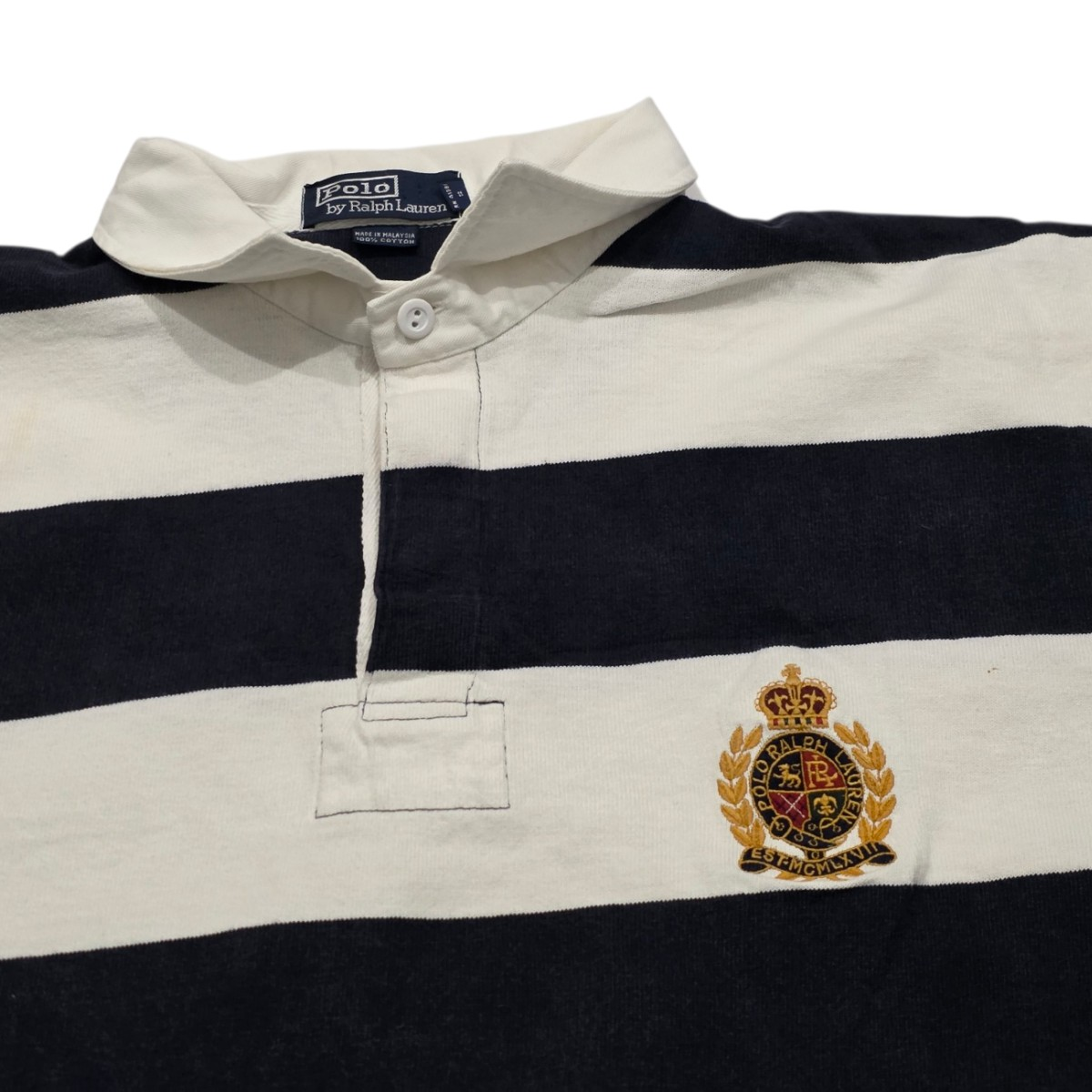 Playera Ralph Lauren Xgrande Xl Blanco Y Azul Lineas Escudo (Usado)