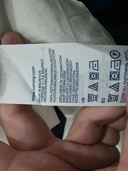 Camisa Tommy Hilfiger Xgrande Xl Blanca Y Azul Lineas (Usado)