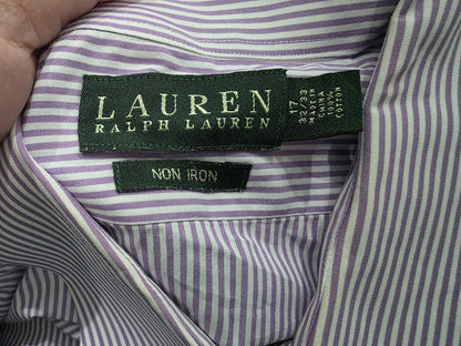 Camisa Ralph Lauren Xgrande Xl Lineas Lila 17 32-33 Non Iron