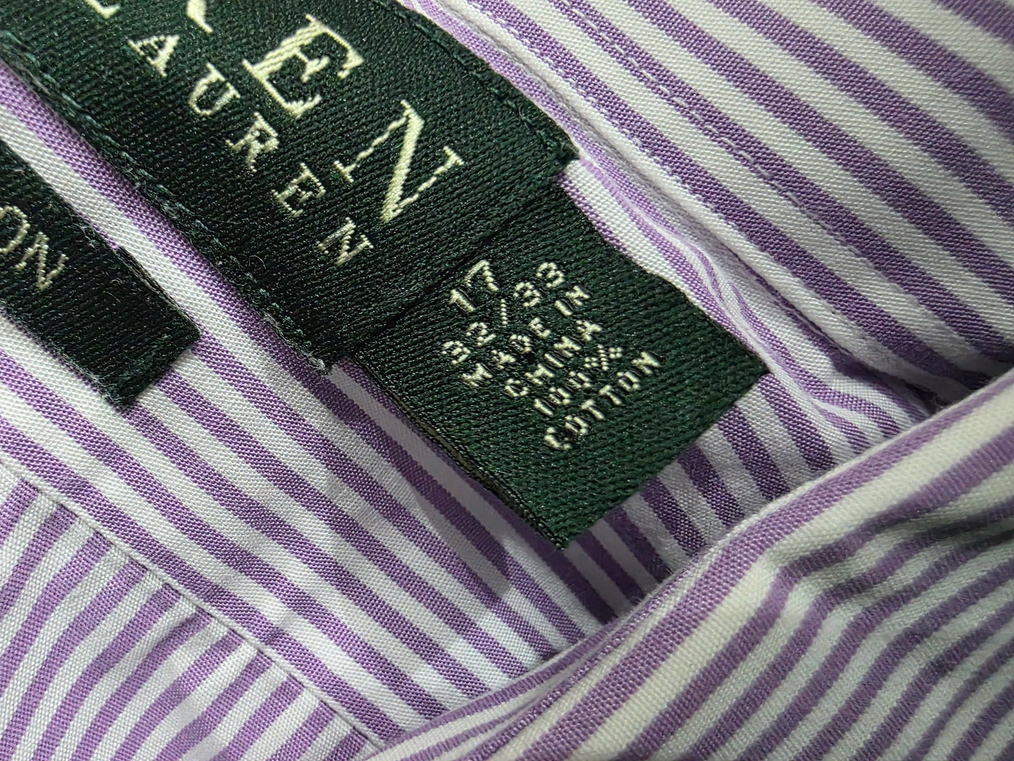 Camisa Ralph Lauren Xgrande Xl Lineas Lila 17 32-33 Non Iron
