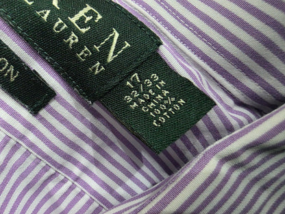 Camisa Ralph Lauren Xgrande Xl Lineas Lila 17 32-33 Non Iron
