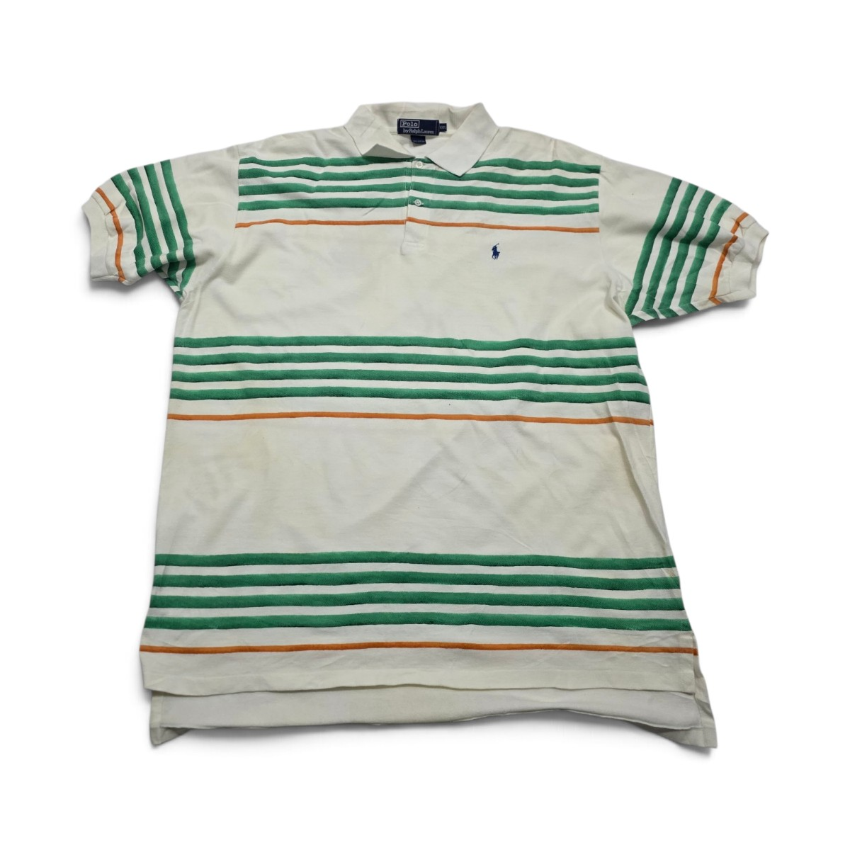 Playera Polo Ralph Lauren 2xl Blanco Lineas Verde (Usado)