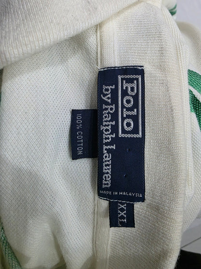 Playera Polo Ralph Lauren 2xl Blanco Lineas Verde (Usado)