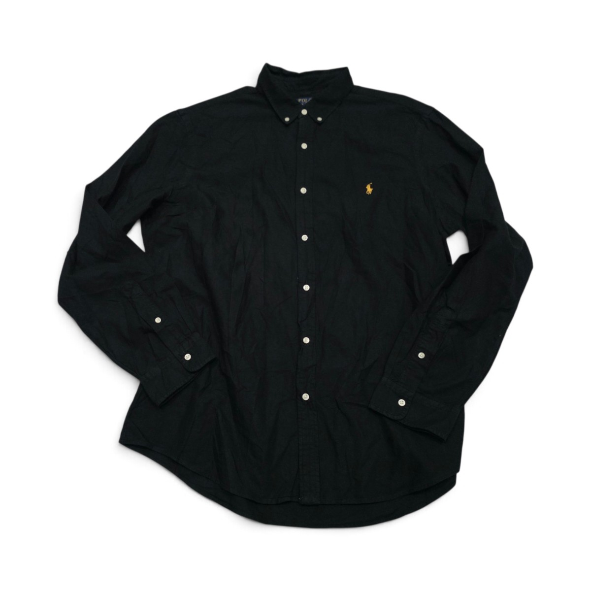 Camisa Ralph Lauren Xxl Negro Pony Amarillo (Usado)