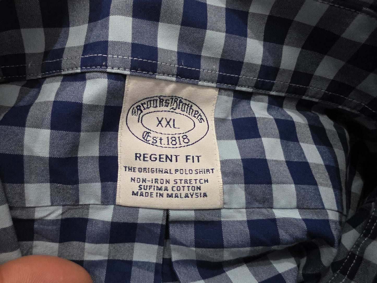 Camisa Brooks Brothers Xxl Cuadro Azul Manga Corta (Usado)
