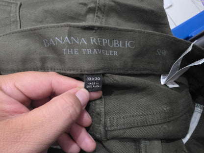 Pantalon Slim Fit Banana Republic 33x30 Verde (Usado)