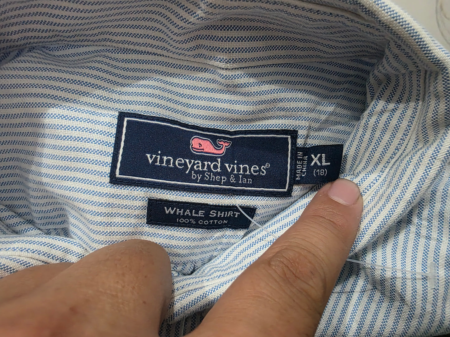 Camisa Vineyard Vines Adolescente Xgrande Xl 18 Azul Lineas (Usado)