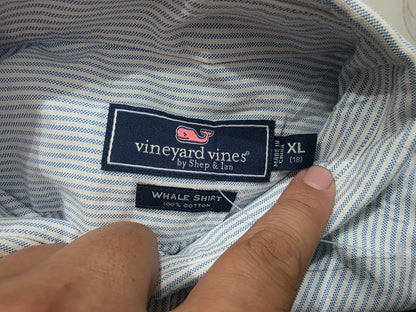Camisa Vineyard Vines Adolescente Xgrande Xl 18 Azul Lineas (Usado)