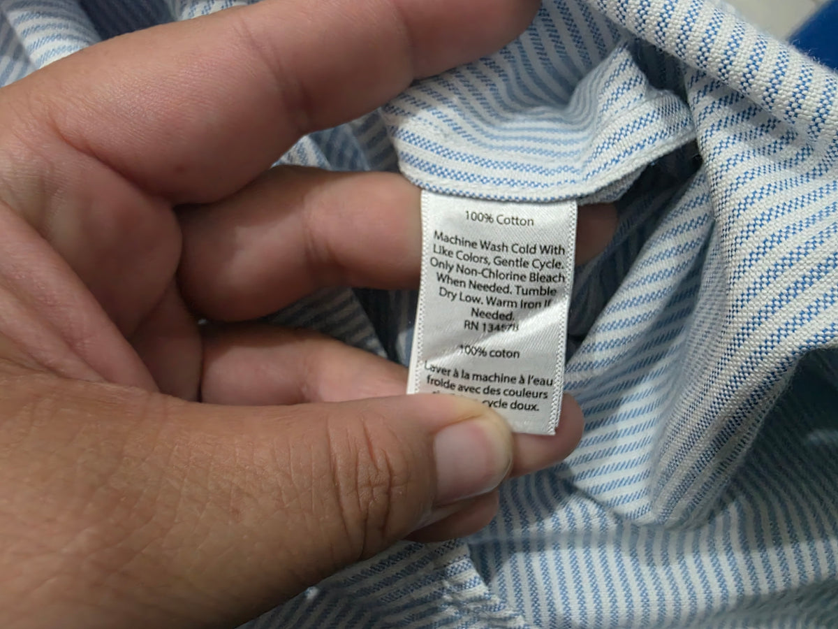 Camisa Vineyard Vines Adolescente Xgrande Xl 18 Azul Lineas (Usado)