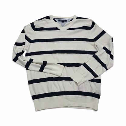 Sueter Tommy Hilfiger Mediana M Blanco Y Azul Lineas (Usado)