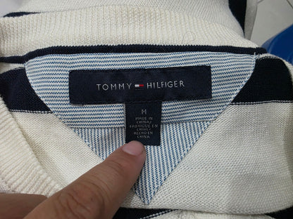 Sueter Tommy Hilfiger Mediana M Blanco Y Azul Lineas (Usado)