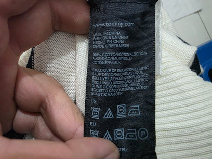 Sueter Tommy Hilfiger Mediana M Blanco Y Azul Lineas (Usado)