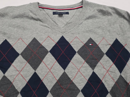 Sueter Tommy Hilfiger Grande L Gris Figuras Cuello V