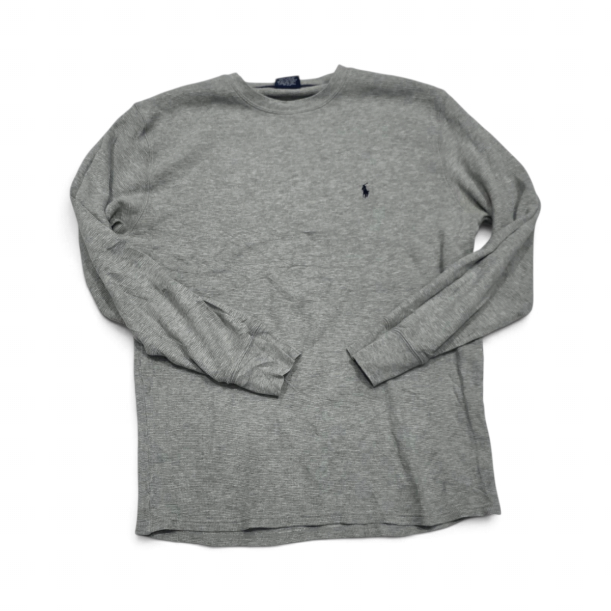 Playera Ralph Lauren Grande L Gris Pony Azul Manga Larga