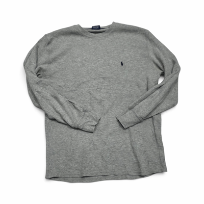 Playera Ralph Lauren Grande L Gris Pony Azul Manga Larga
