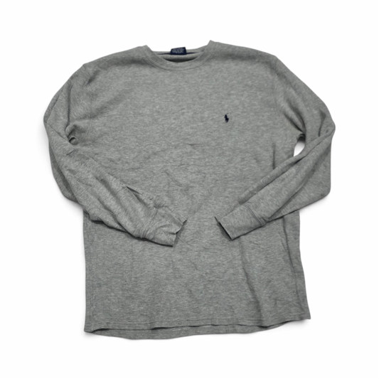 Playera Ralph Lauren Grande L Gris Pony Azul Manga Larga