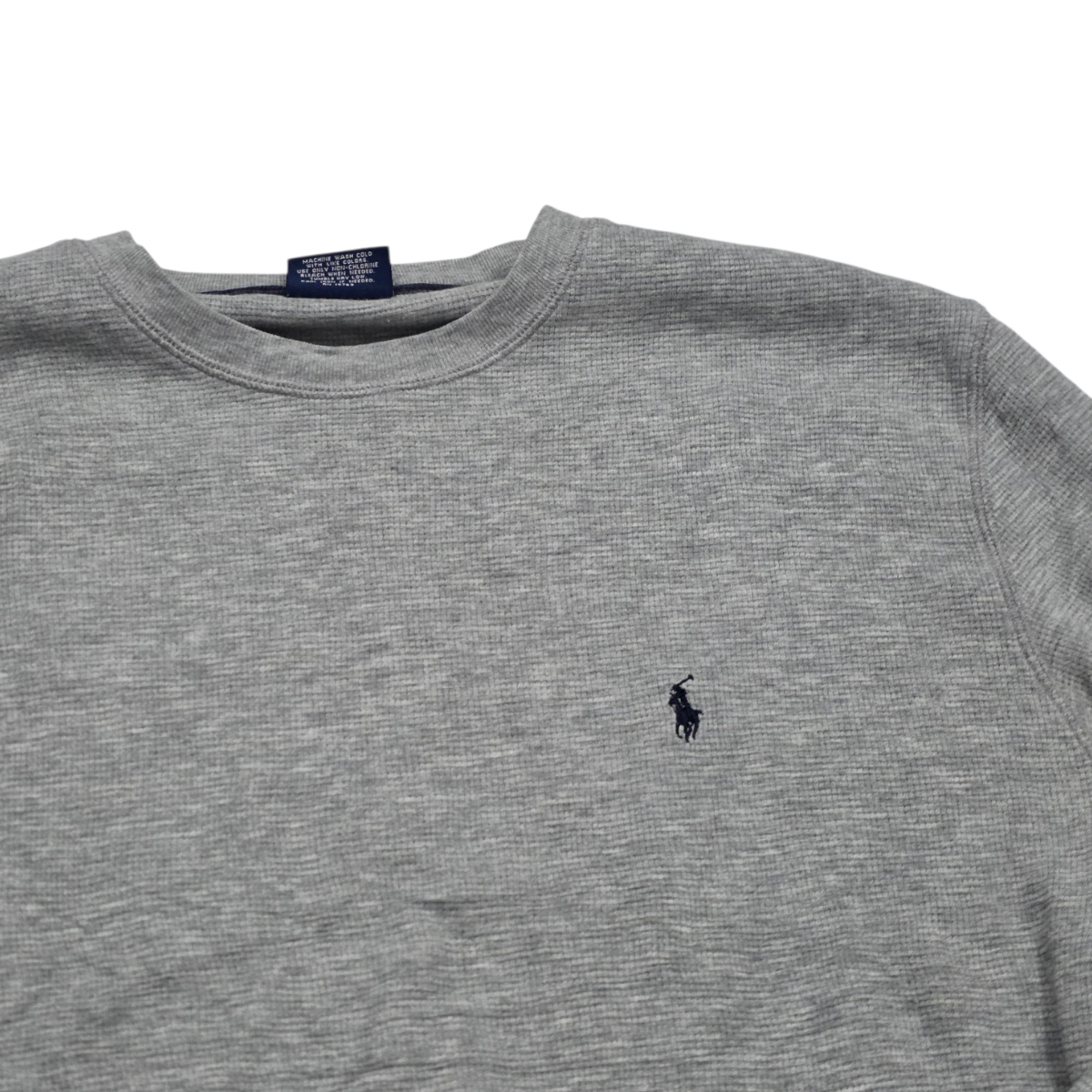 Playera Ralph Lauren Grande L Gris Pony Azul Manga Larga